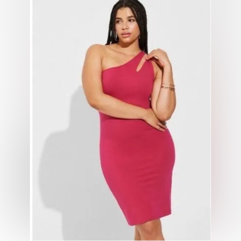 Torrid Foxy pink one shoulder dress 0X